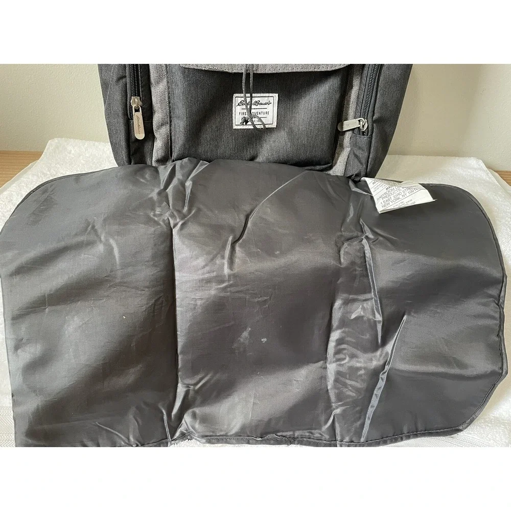 Eddie Bauer First Adventure Diaper Bag Backpack Unisex Grey Herringbone Large